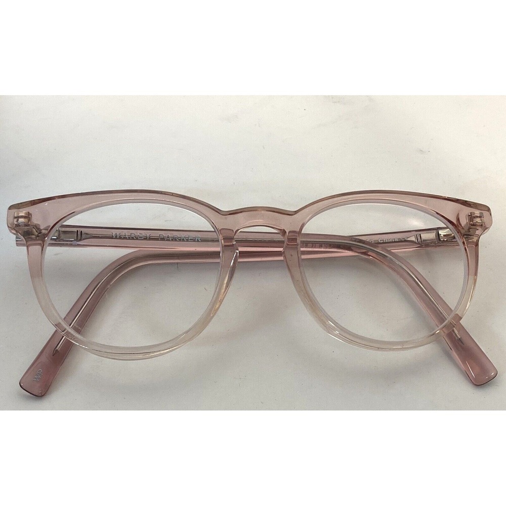 Warby Parker Sadie N 625 Eyeglasses Translucent Pink Round Frames 46-19-140 Case
